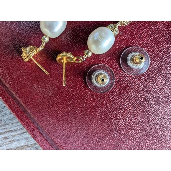 Vintage Gold Vermeil Pearl Earrings, Romantic Gift - Picture 7 of 10
